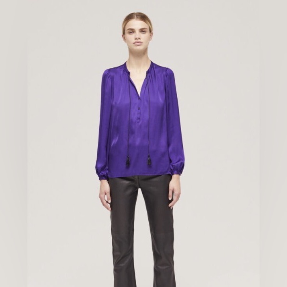 KOOPLES PURPLE SHIRT WITH PUFFED SLEEVES